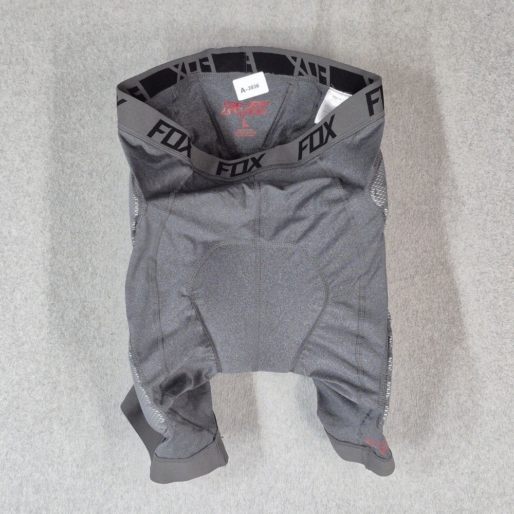 Fox Head Men Activewear Shorts L Gray Padded Cycling Logo Mid Rise 7" Inseam